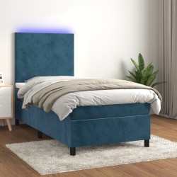 Boxspringbett mit Matratze & LED Dunkelblau 80x200 cm Samt