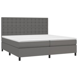 Boxspringbett mit Matratze & LED Grau 200x200 cm Kunstleder