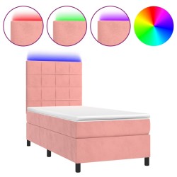 Boxspringbett mit Matratze & LED Rosa 80x200 cm Samt