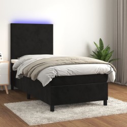 Boxspringbett mit Matratze & LED Schwarz 80x200 cm Samt