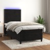 Boxspringbett mit Matratze & LED Schwarz 100x200 cm Samt