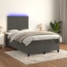 Boxspringbett mit Matratze & LED Dunkelgrau 120x200 cm Samt