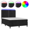 Boxspringbett mit Matratze & LED Schwarz 140x190 cm Samt