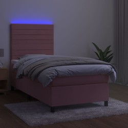 Boxspringbett mit Matratze & LED Rosa 90x200 cm Samt