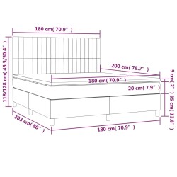 Boxspringbett mit Matratze & LED Dunkelgrün 180x200 cm Samt