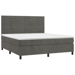 Boxspringbett mit Matratze & LED Dunkelgrau 180x200 cm Samt