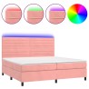 Boxspringbett mit Matratze & LED Rosa 200x200 cm Samt