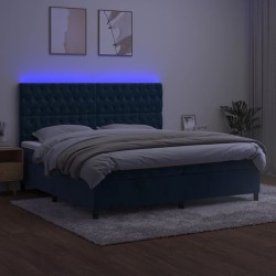 Boxspringbett mit Matratze & LED Dunkelblau 200x200 cm Samt