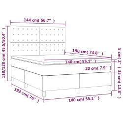 Boxspringbett mit Matratze & LED Hellgrau 140x190 cm Samt