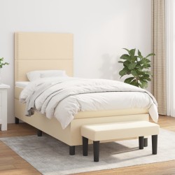 Boxspringbett mit Matratze Creme 90x190 cm Stoff