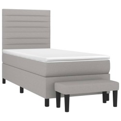 Boxspringbett mit Matratze Hellgrau 80x200 cm Stoff