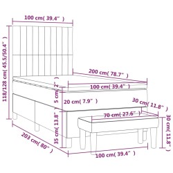 Boxspringbett mit Matratze Creme 100x200 cm Stoff