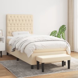 Boxspringbett mit Matratze Creme 90x190 cm Stoff