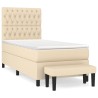 Boxspringbett mit Matratze Creme 90x190 cm Stoff