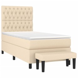 Boxspringbett mit Matratze Creme 90x190 cm Stoff