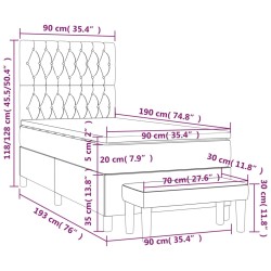 Boxspringbett mit Matratze Schwarz 90x190 cm Stoff