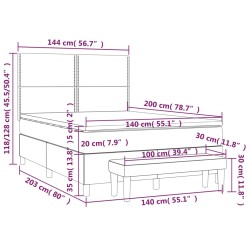 Boxspringbett mit Matratze Dunkelgrau 140x200 cm Stoff