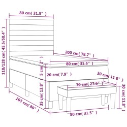 Boxspringbett mit Matratze Blau 80x200 cm Stoff