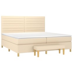 Boxspringbett mit Matratze Creme 200x200 cm Stoff