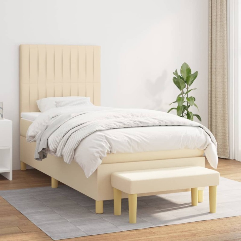 Boxspringbett mit Matratze Creme 100x200 cm Stoff