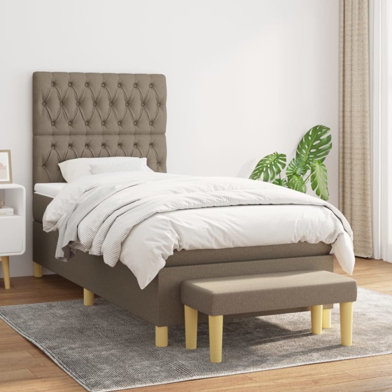 Boxspringbett mit Matratze Taupe 90x190 cm Stoff