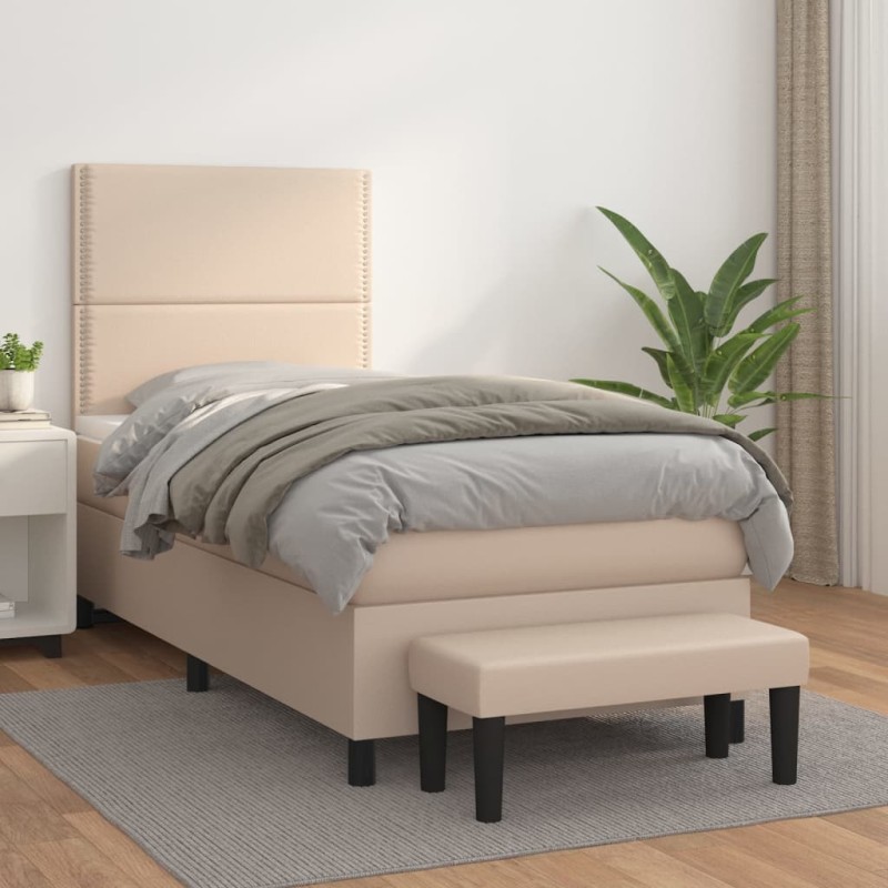 Boxspringbett mit Matratze Cappuccino-Braun 80x200cm Kunstleder