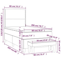 Boxspringbett mit Matratze Cappuccino-Braun 80x200cm Kunstleder