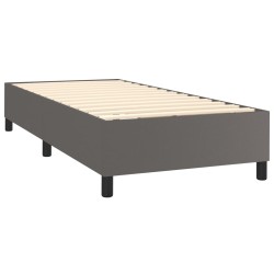 Boxspringbett mit Matratze Grau 90x200 cm Kunstleder