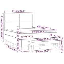 Boxspringbett mit Matratze Dunkelgrau 140x190 cm Samt