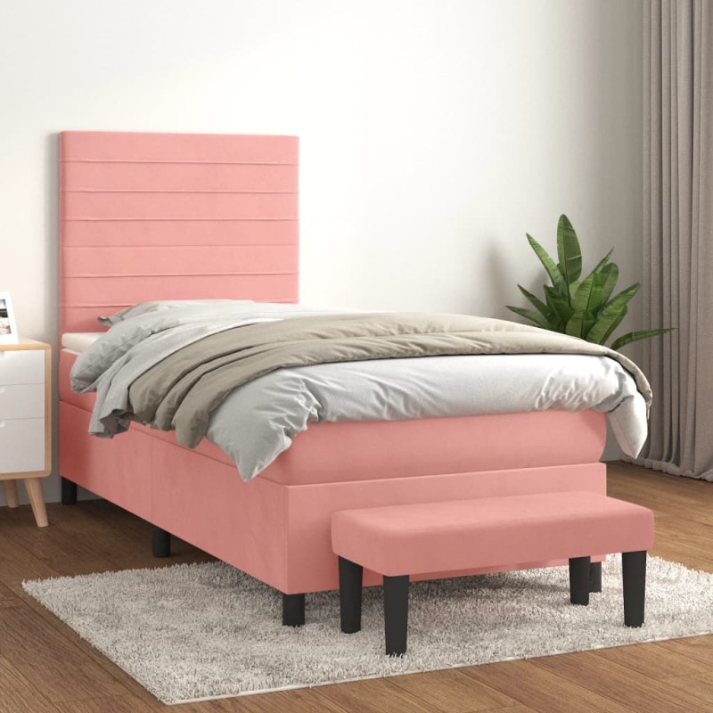 Boxspringbett mit Matratze Rosa 100x200 cm Samt