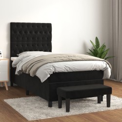 Boxspringbett mit Matratze Schwarz 90x190 cm Samt