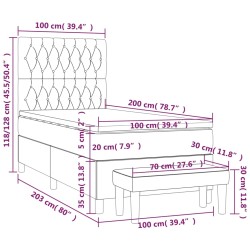 Boxspringbett mit Matratze Dunkelblau 100x200 cm Samt