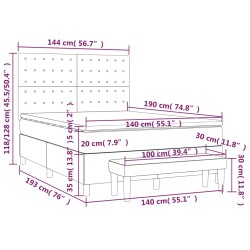 Boxspringbett mit Matratze Hellgrau 140x190 cm Samt