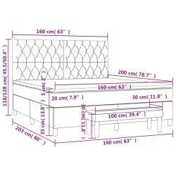 Boxspringbett mit Matratze Dunkelgrau 160x200 cm Samt