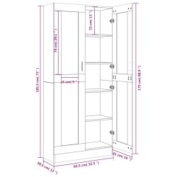 Vitrinenschrank Räuchereiche 82,5x30,5x185,5 cm Holzwerkstoff