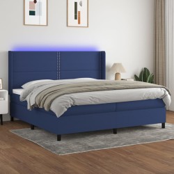 Boxspringbett mit Matratze & LED Blau 200x200 cm Stoff