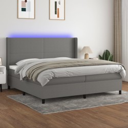 Boxspringbett mit Matratze & LED Dunkelgrau 200x200 cm Stoff