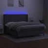 Boxspringbett mit Matratze & LED Dunkelgrau 160x200 cm Stoff