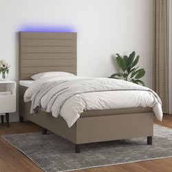 Boxspringbett mit Matratze & LED Taupe 90x190 cm Stoff