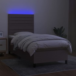 Boxspringbett mit Matratze & LED Taupe 90x190 cm Stoff