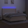 Boxspringbett mit Matratze & LED Creme 180x200 cm Stoff