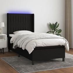 Boxspringbett mit Matratze & LED Schwarz 90x190 cm Stoff