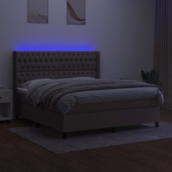 Boxspringbett mit Matratze & LED Taupe 180x200 cm Stoff