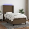 Boxspringbett mit Matratze & LED Dunkelbraun 90x190 cm Stoff