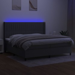 Boxspringbett mit Matratze & LED Dunkelgrau 200x200 cm Stoff