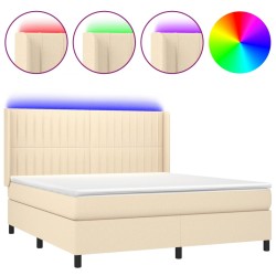 Boxspringbett mit Matratze & LED Creme 180x200 cm Stoff