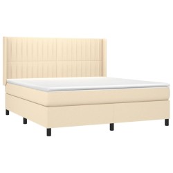 Boxspringbett mit Matratze & LED Creme 180x200 cm Stoff