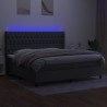 Boxspringbett mit Matratze & LED Dunkelgrau 200x200 cm Stoff