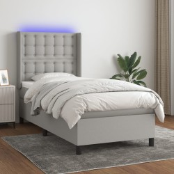 Boxspringbett mit Matratze & LED Hellgrau 80x200 cm Stoff