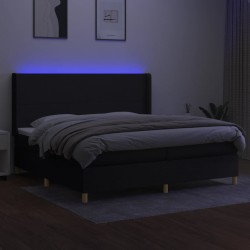 Boxspringbett mit Matratze & LED Schwarz 200x200 cm Stoff